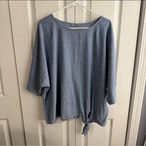 Time & Tru blue chambray linen blend top size XL